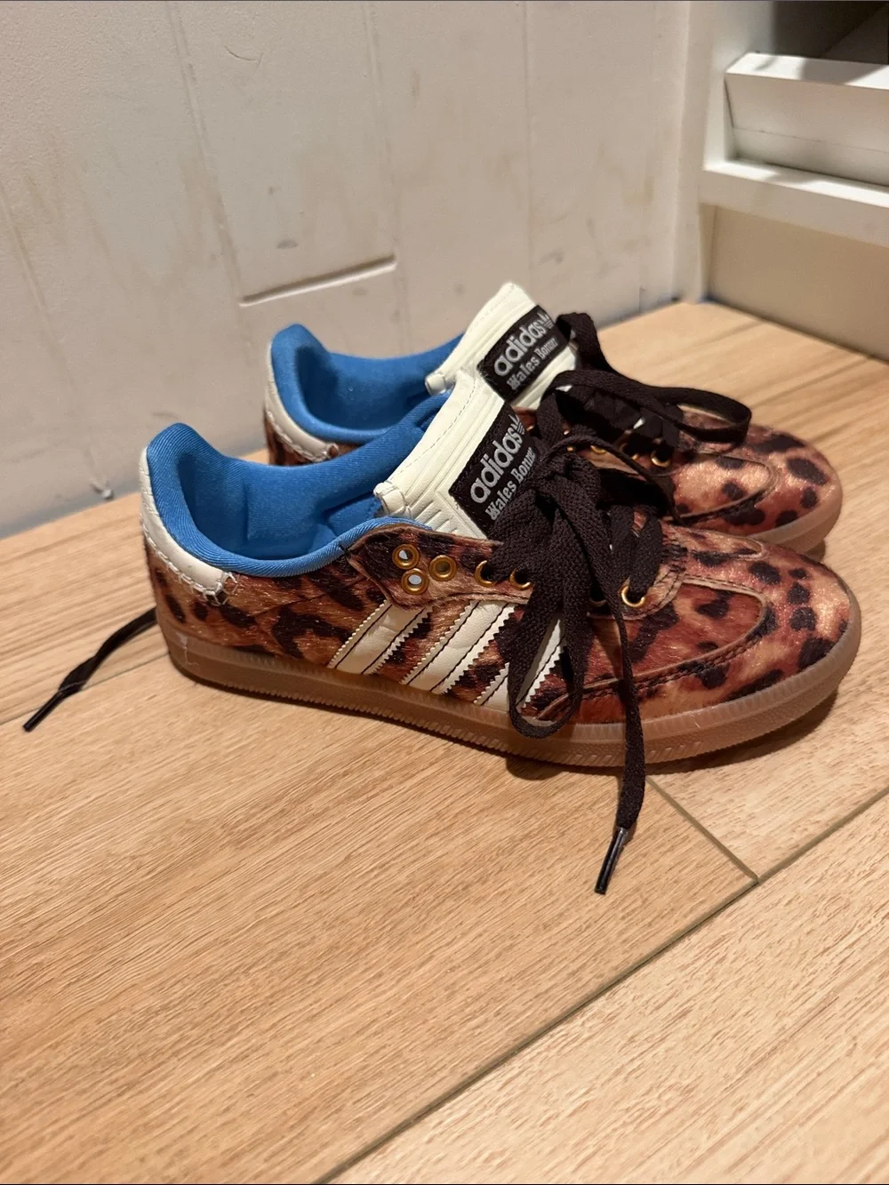 adidas Leopard Print Sneakers with Blue Lining